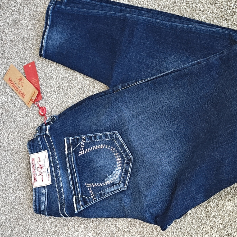 NWT True Religion Curvy Skinny Crystal Jeans size 28